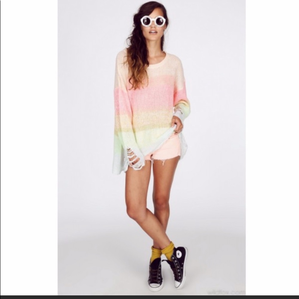 WILDFOX COUTURE Rainbow Popsicle Lennon SWEATER